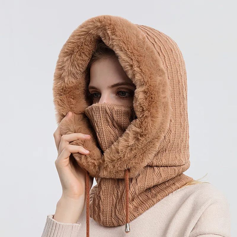 Frostveil™ Thicken Knitted Fleece One-Piece Winter Scarf Mask for Women