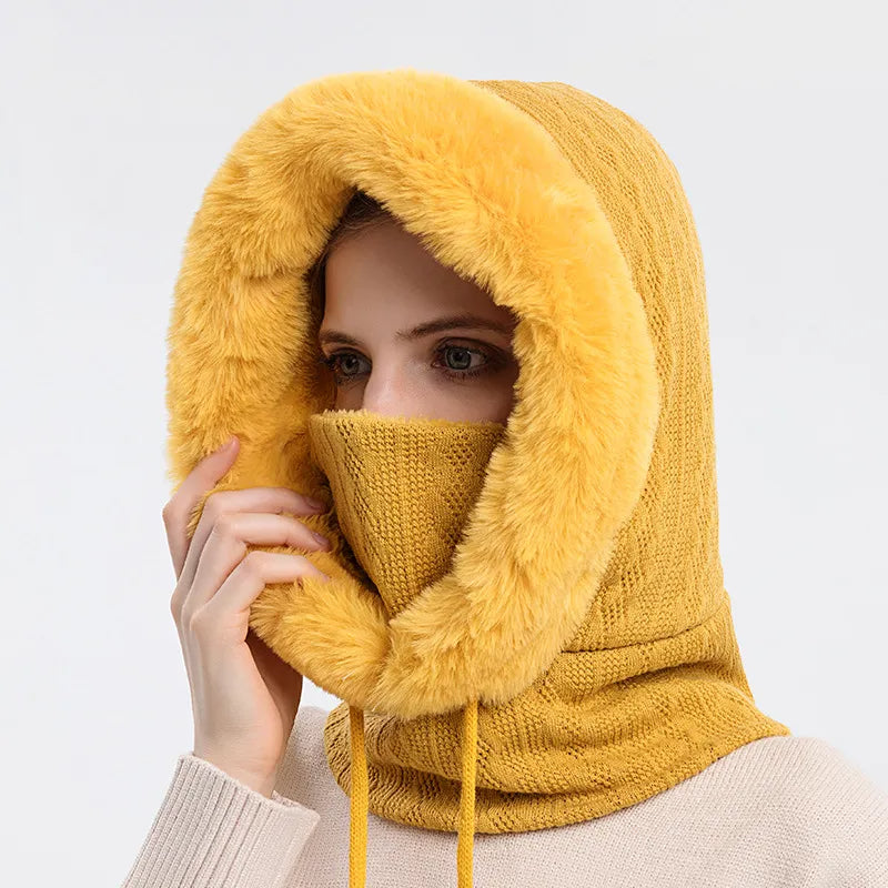 Frostveil™ Thicken Knitted Fleece One-Piece Winter Scarf Mask for Women