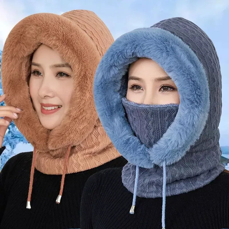 Frostveil™ Thicken Knitted Fleece One-Piece Winter Scarf Mask for Women
