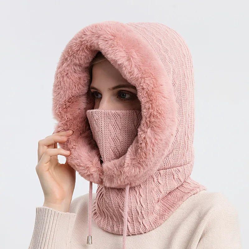 Frostveil™ Thicken Knitted Fleece One-Piece Winter Scarf Mask for Women