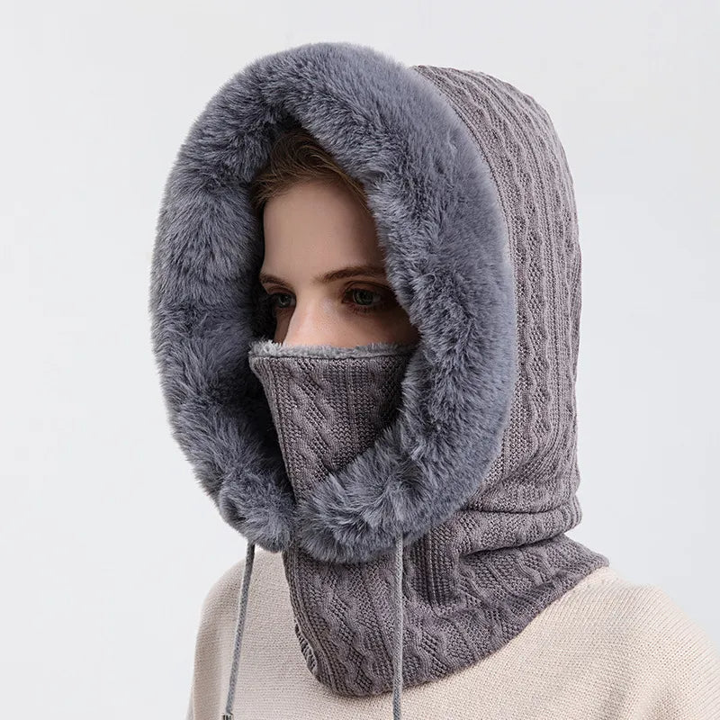 Frostveil™ Thicken Knitted Fleece One-Piece Winter Scarf Mask for Women